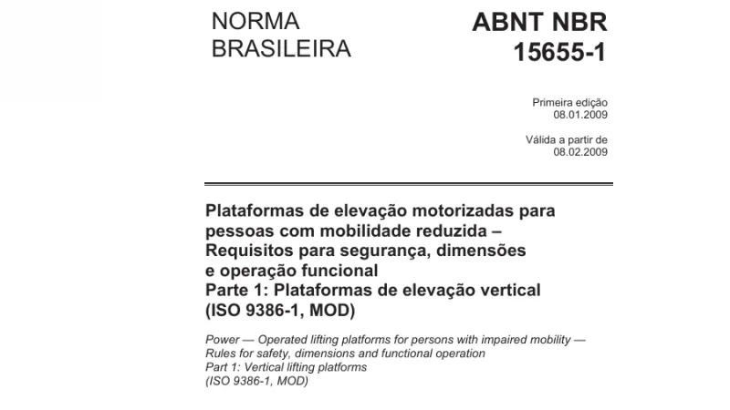 ABNT NBR 15655-1:2009 – Guia Essencial para Profissionais sobre Plataforma de Elevação Motorizadas